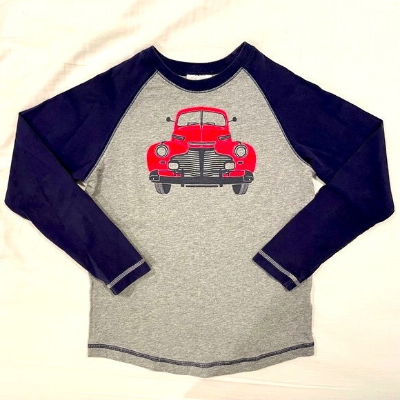 Hanna Andersson Other - Hanna Andersson Tee Boys 10 140 cm Shirt Vintage Red Truck 3/4 Sleeves Grey Navy
